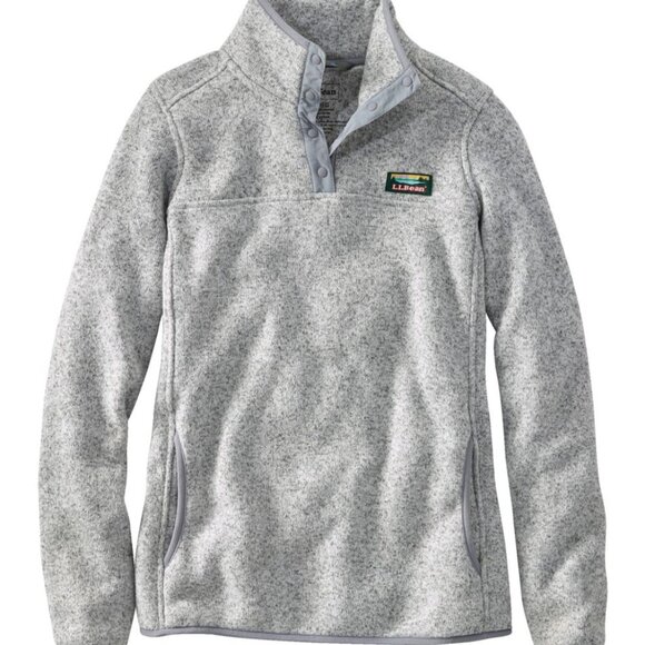 L.L.Bean Sweater Fleece Pewter Grey Snap Pullover - S - Picture 1 of 6